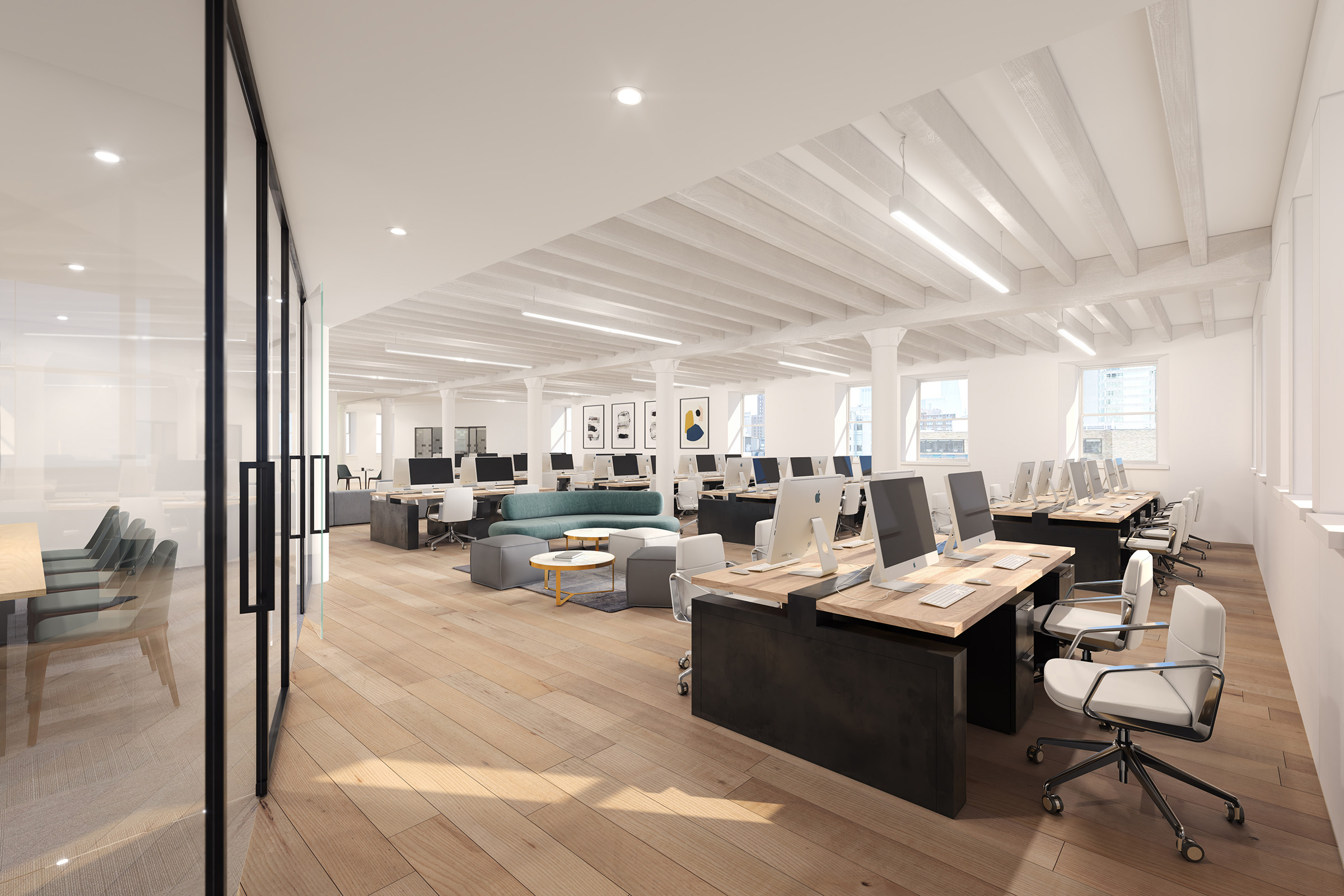 3d rendering of office open concept new york city