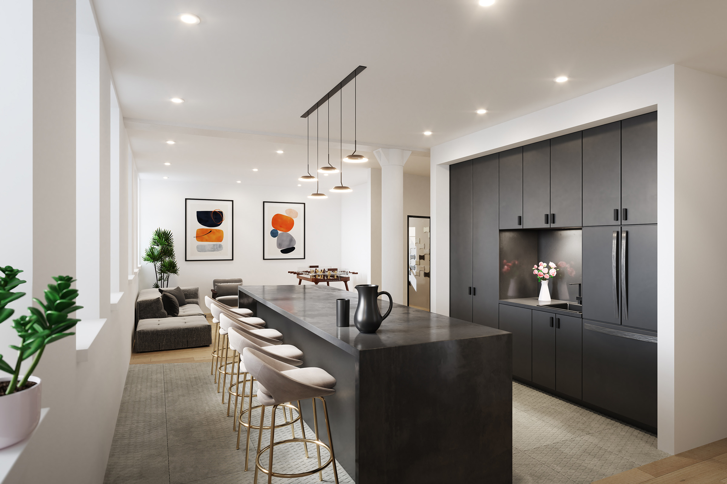 3d rendering of office pantry new york city