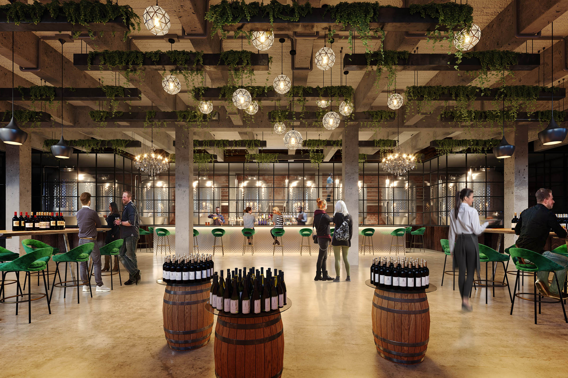 rendering of wine bar in brooklyn new york